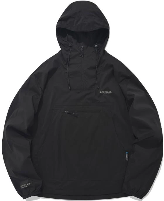 covernat-solid-color-drawstring-pullover-hoodie-jacket-unisex-black-co-2201-jk-18-bk