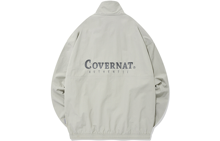 COVERNAT SS22 Plain Logo Embroidered Stand Collar Jacket Light Gray (). CO2201JK08LG