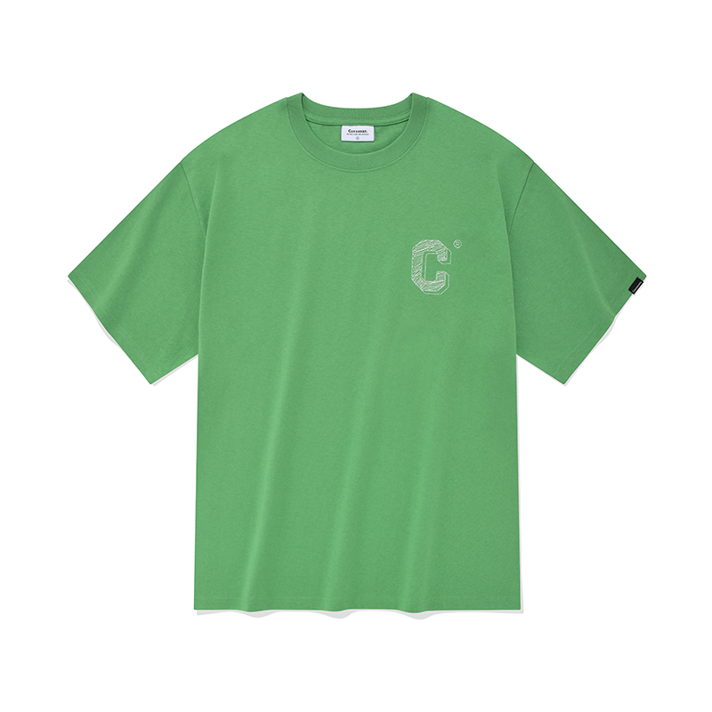 COVERNAT SS23 Acid Green C-Logo Cotton T-Shirt Unisex Streetwear Classic CO2302ST13SP