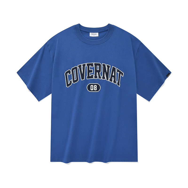 COVERNAT SS23 Arch Logo Relaxed Fit Tee Unisex Blue CO2302ST04BL
