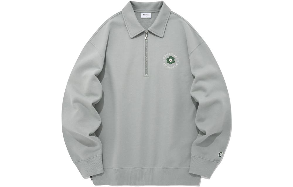COVERNAT SS23 Clover Pattern Half-Zip Pullover Sweatshirt Mint Unisex. CO2301CR12MI