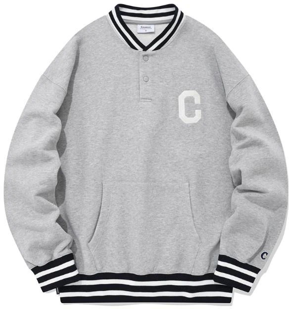 covernat-ss-23-letter-graphic-baseball-collar-pullover-sweatshirt-unisex-gray-co-2301-cr-14-mg