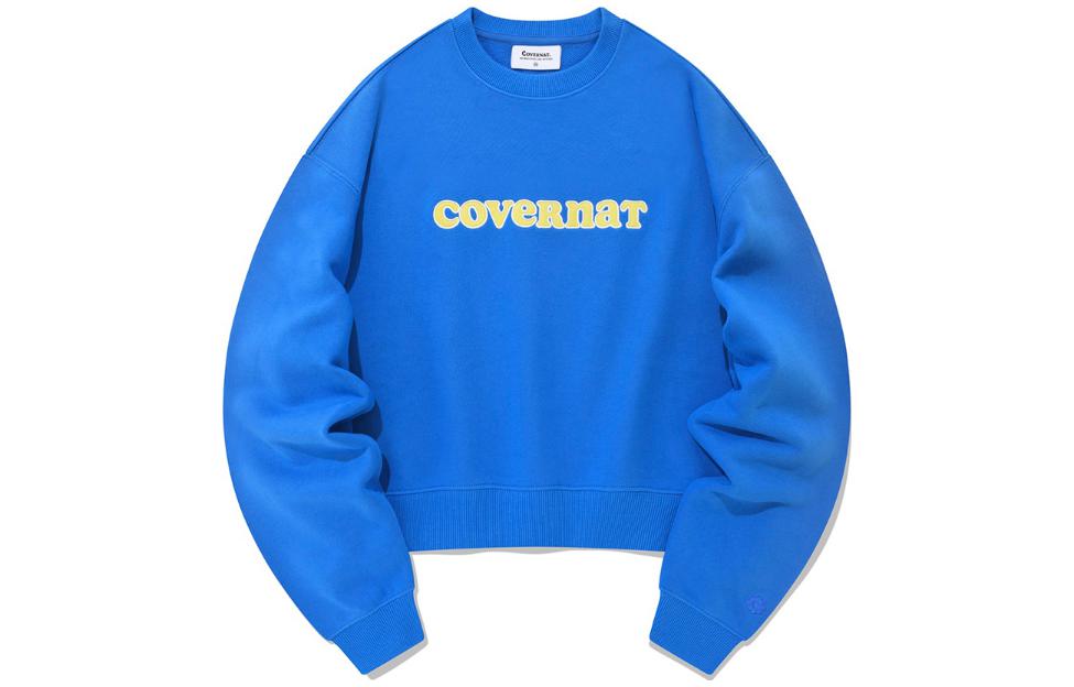 COVERNAT SS23 Letter Graphic Crewneck Sweatshirt Unisex Blue CO2301CR71BL