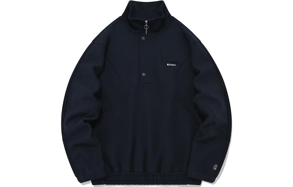 COVERNAT SS23 Letter Print Pullover Half-Zip Sweatshirt Navy Unisex CO2301CR15NA