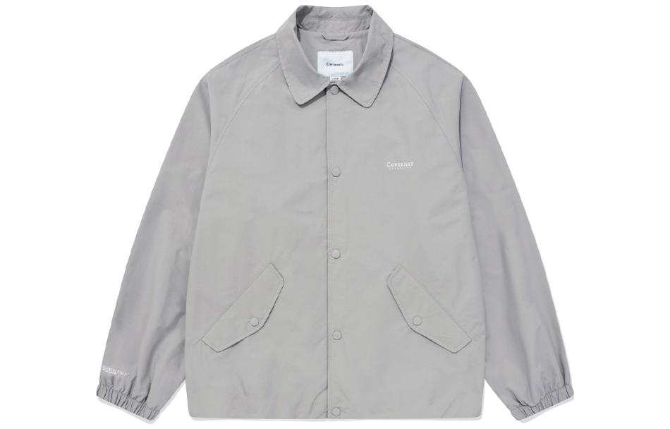 COVERNAT SS23 Logo Embroidered Solid Color Button Jacket Unisex Grey CO2301JK20GR