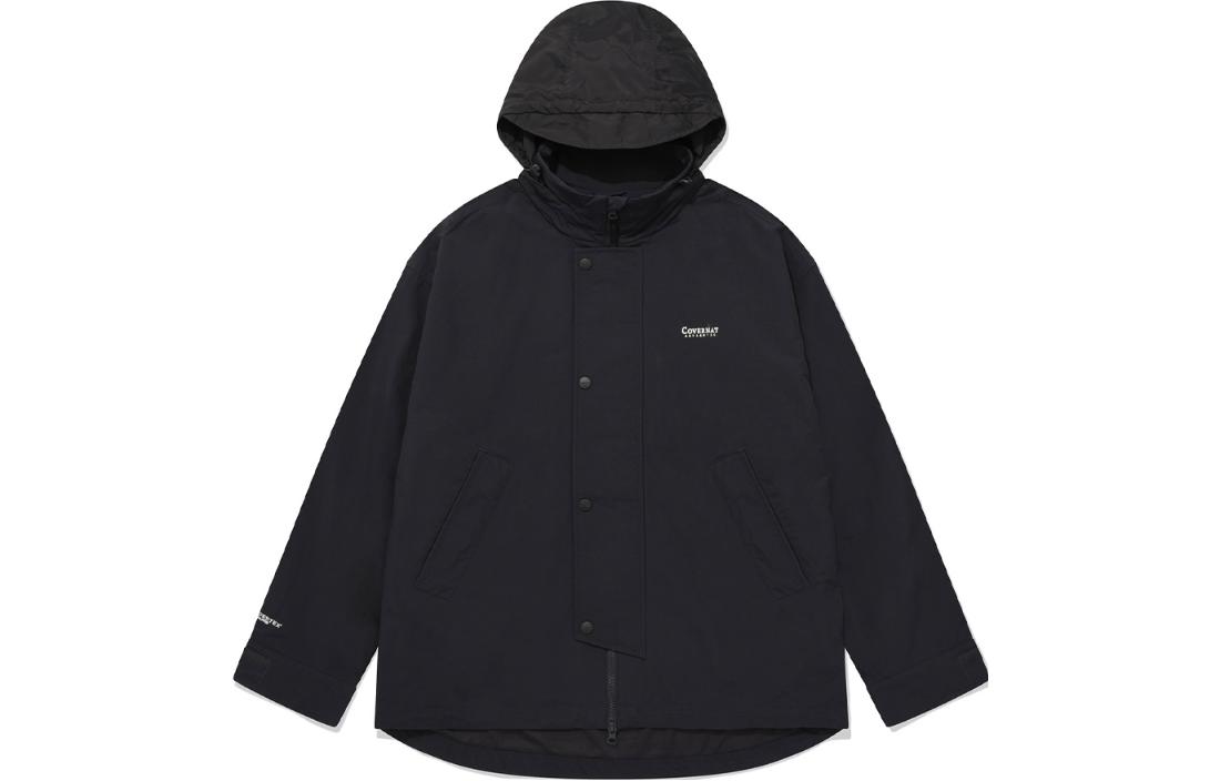 COVERNAT SS23 Removable Hood Zip-Up Solid Color Jacket Unisex Black CO2301JK05BK