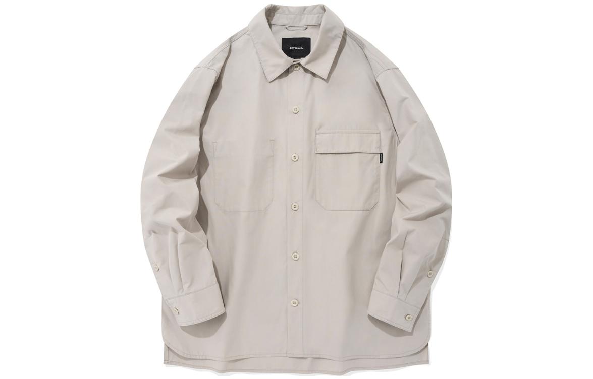 COVERNAT SS23 Solid Beige Single-Breasted Collar Jacket Unisex CO2301SH10BE