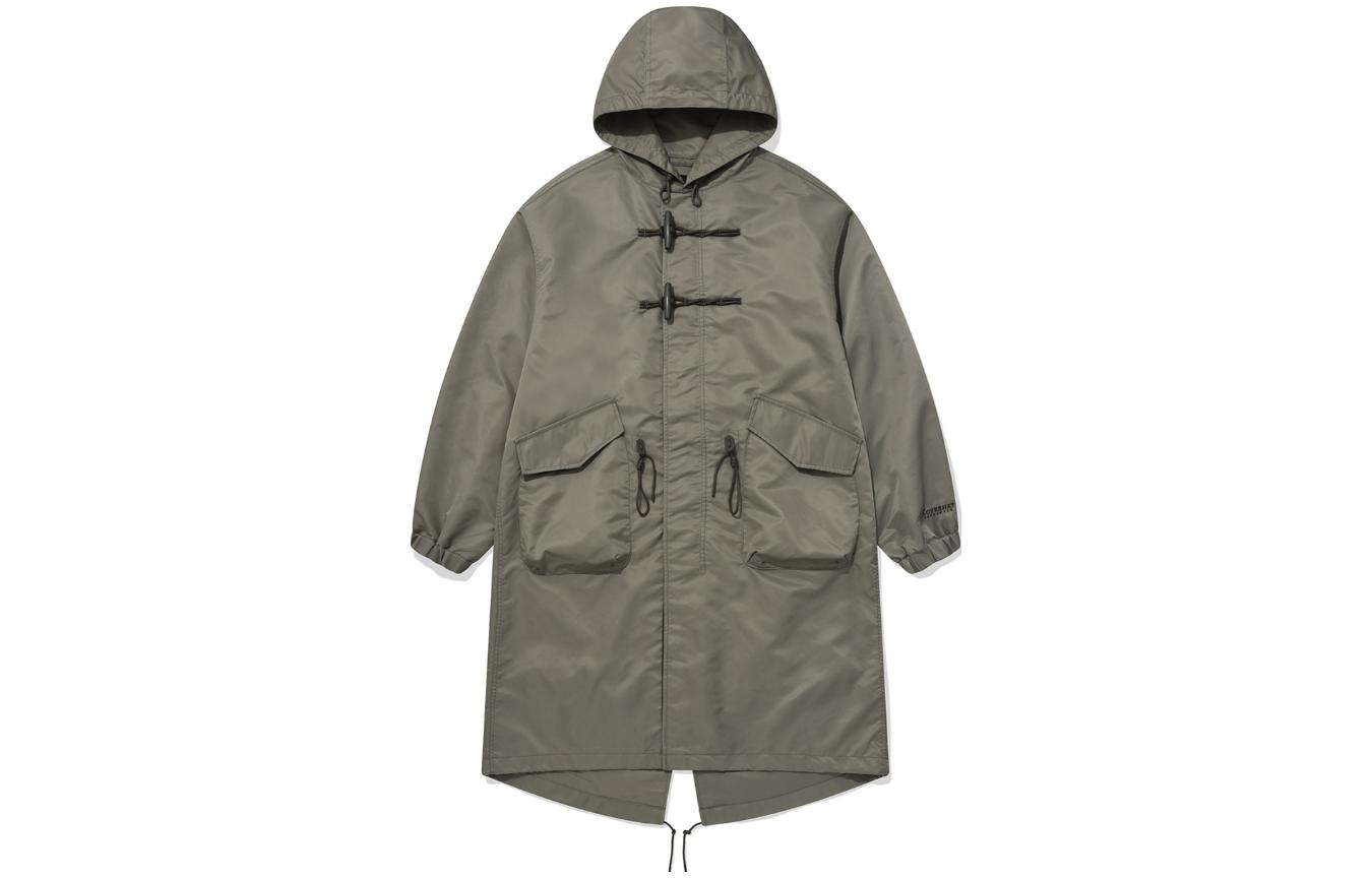 COVERNAT SS23 Solid Color Long Hooded Coat Military Green CO2303JK13OL