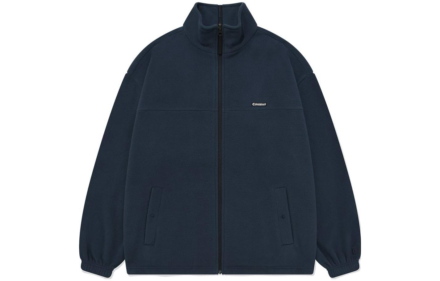 COVERNAT SS23 Solid Logo Embroidered Fleece Jacket Sky Blue Unisex CO2303JK15NA