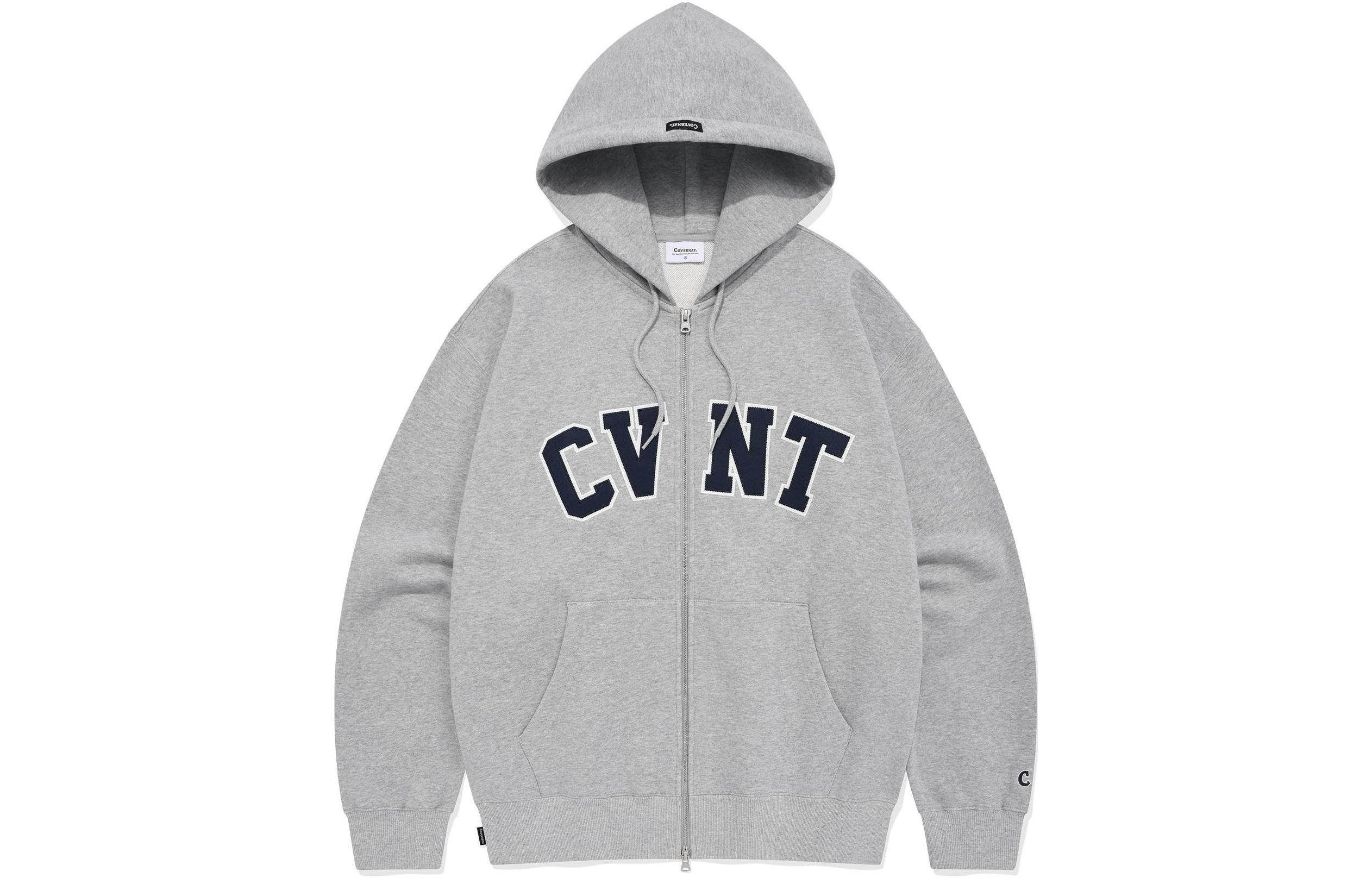 COVERNAT SS24 4 Logo Zip-Up Hoodie Unisex Gray CO2401HZ05MG