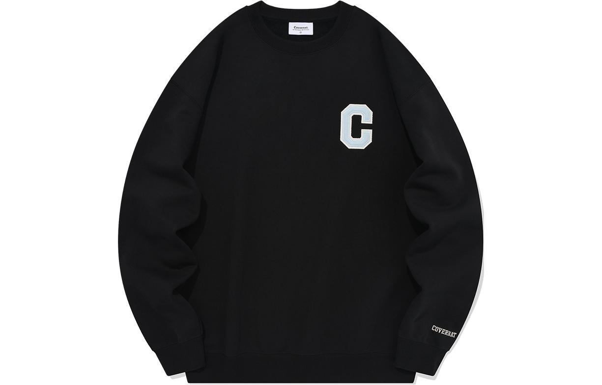 COVERNAT SS24 Black Logo Crewneck Oversized Sweatshirt Unisex CO2401CR01BK