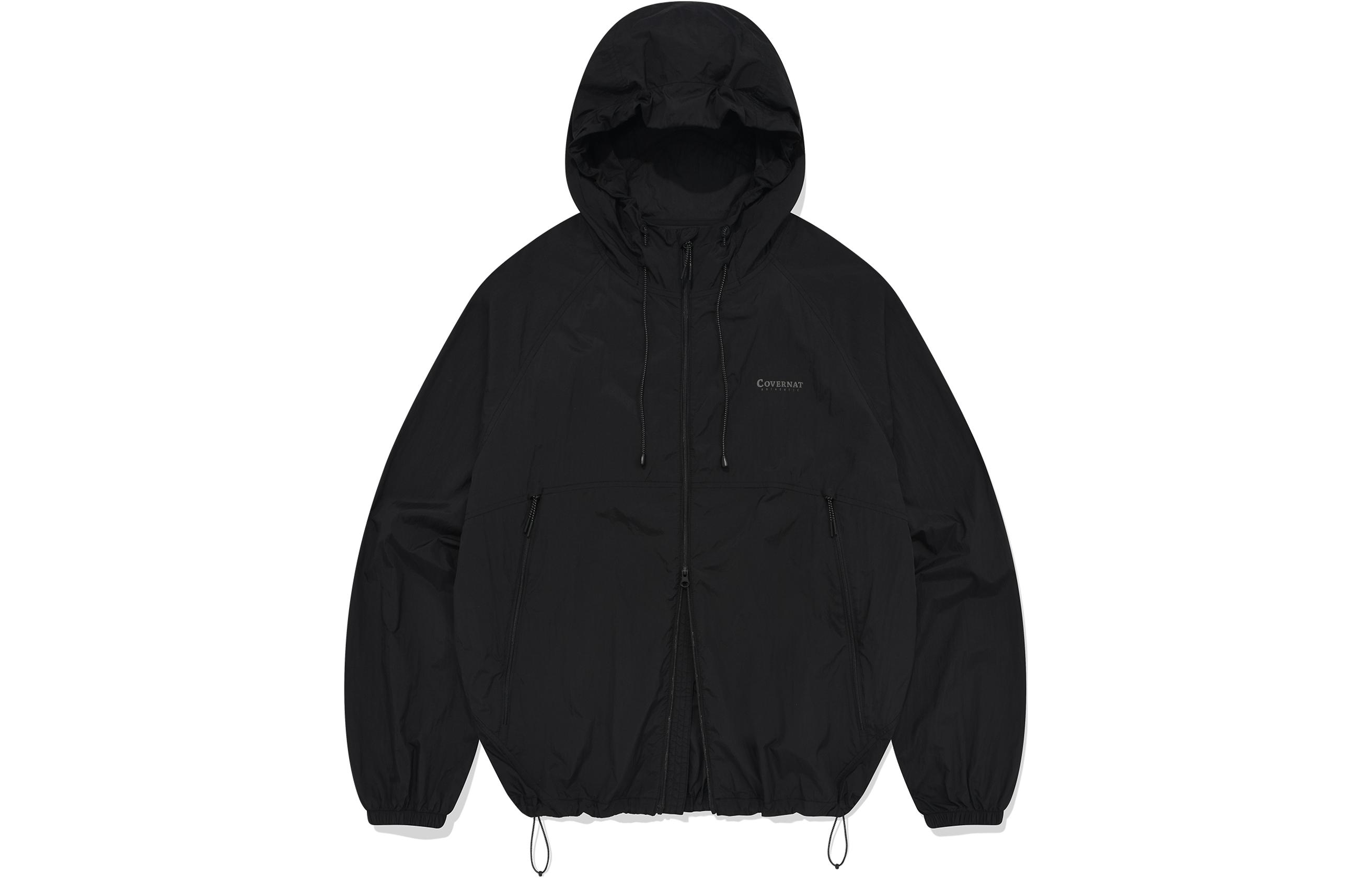 COVERNAT SS24 Black Logo Hooded Foldable Jacket. CO2401JK15BK