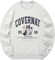 COVERNAT SS24 Border Collie Graphic Crewneck Oversized Sweatshirt Oatmeal Mens. CO2401CR13OT COVERNAT SS24 Border Collie Graphic Crewneck Oversized Sweatshirt Oatmeal Mens. CO2401CR13OT