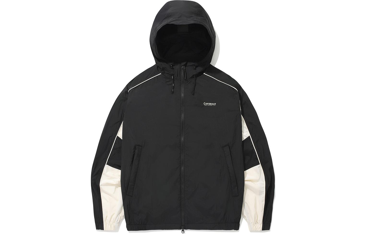 COVERNAT SS24 Colorblock Raglan Sleeve Hoodie Jacket Men’s BLACK CO2401JK16BK