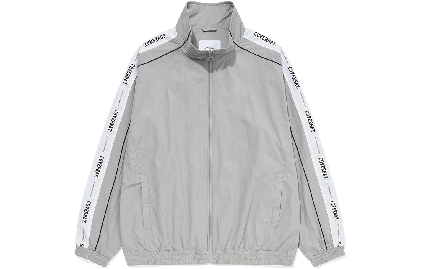 COVERNAT SS24 Gray Jacket with Color Tape Trim and Logo Print. CO2401JK03GR