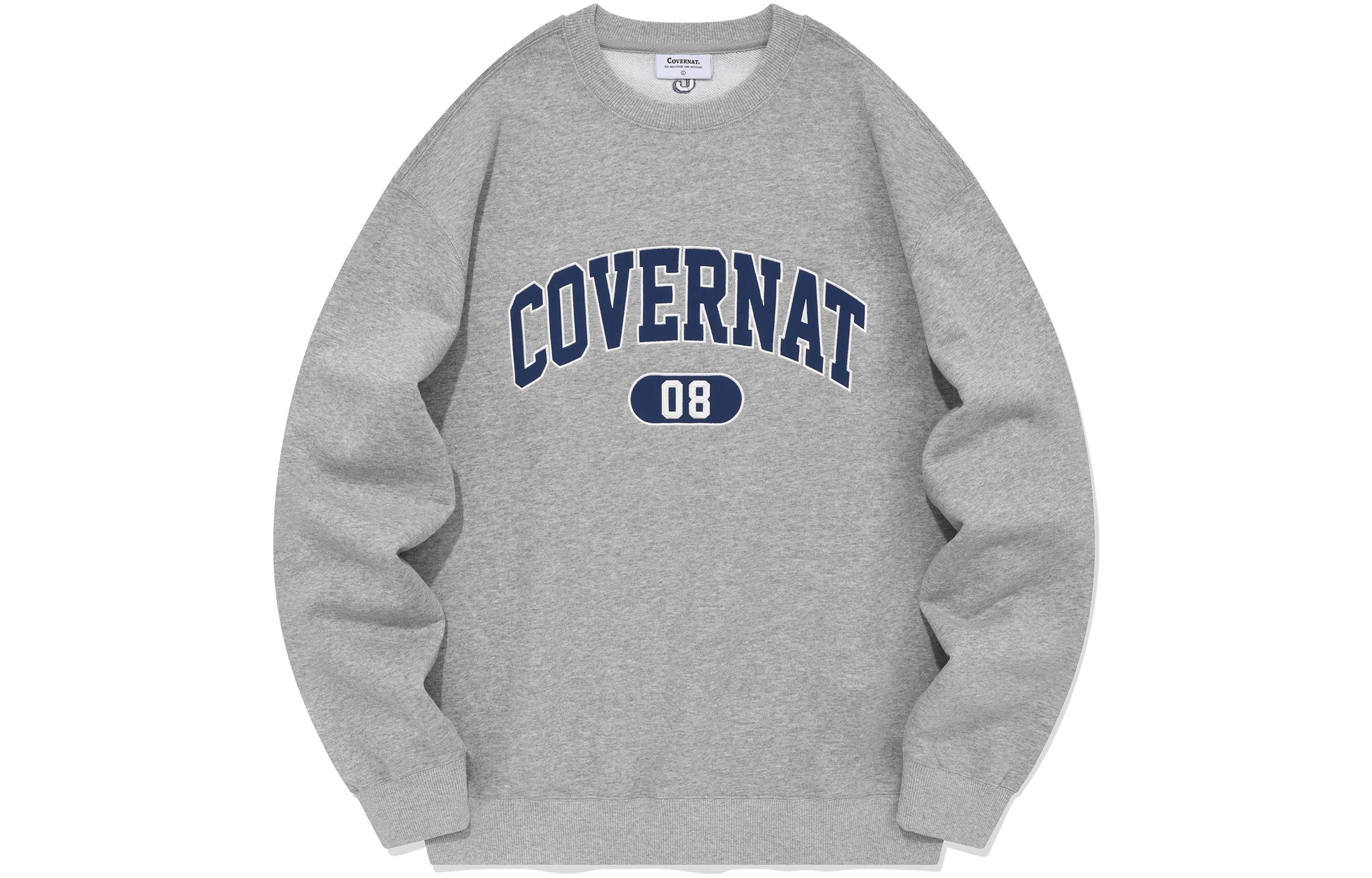 COVERNAT SS24 Grey Drop Shoulder Crewneck Logo Sweatshirt Unisex CO2401CR12MG