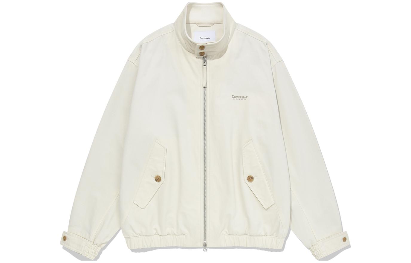 COVERNAT SS24 Ivory Loose-Fit Drop Shoulder Zip-Up Jacket. CO2401JK06IV