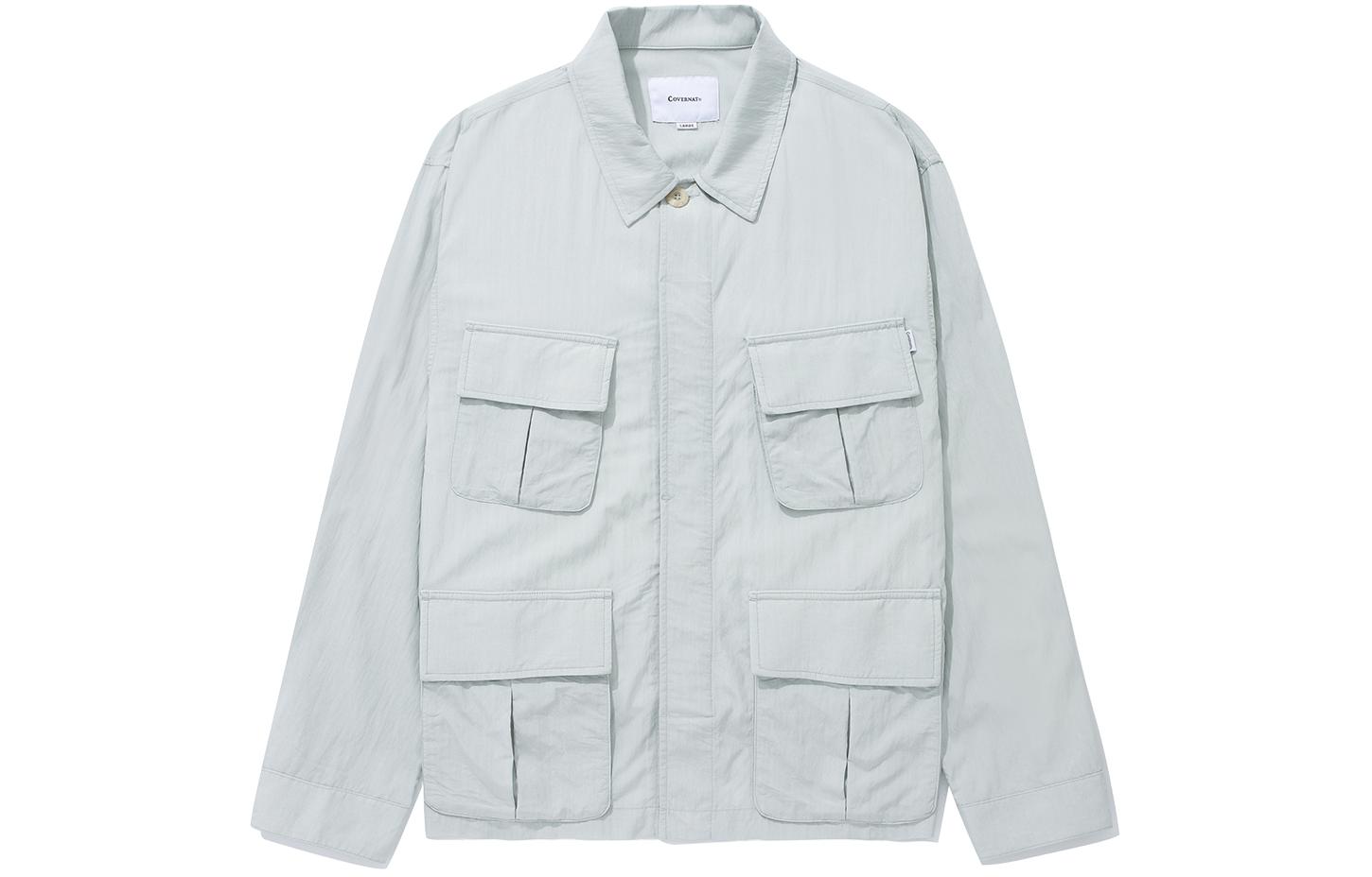 COVERNAT SS24 Light Gray Multi-Pocket Hidden Button Jacket Outerwear CO2401JK13LG