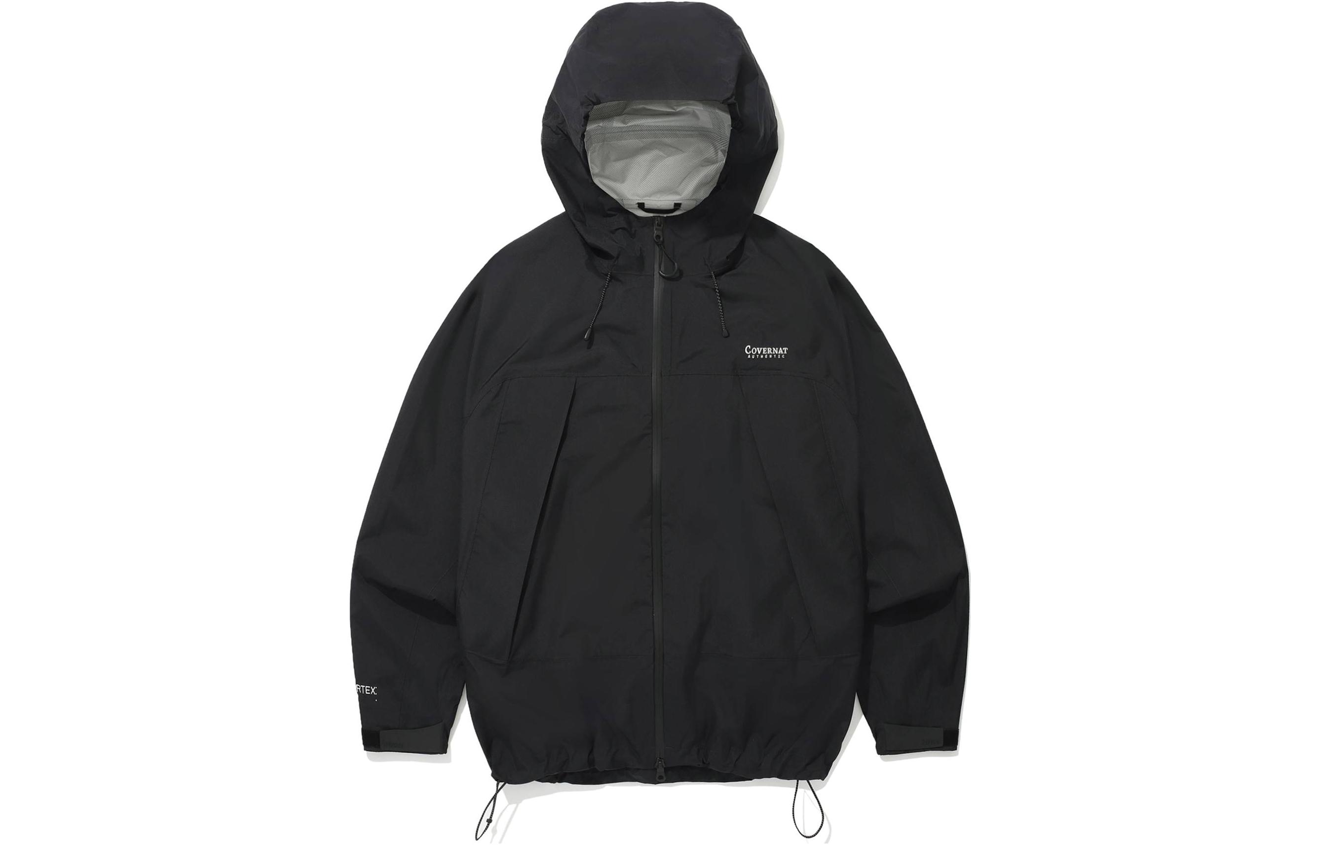 COVERNAT SS24 Logo Drawstring Hem Hooded Jacket Unisex BLACK CO2401JK21BK