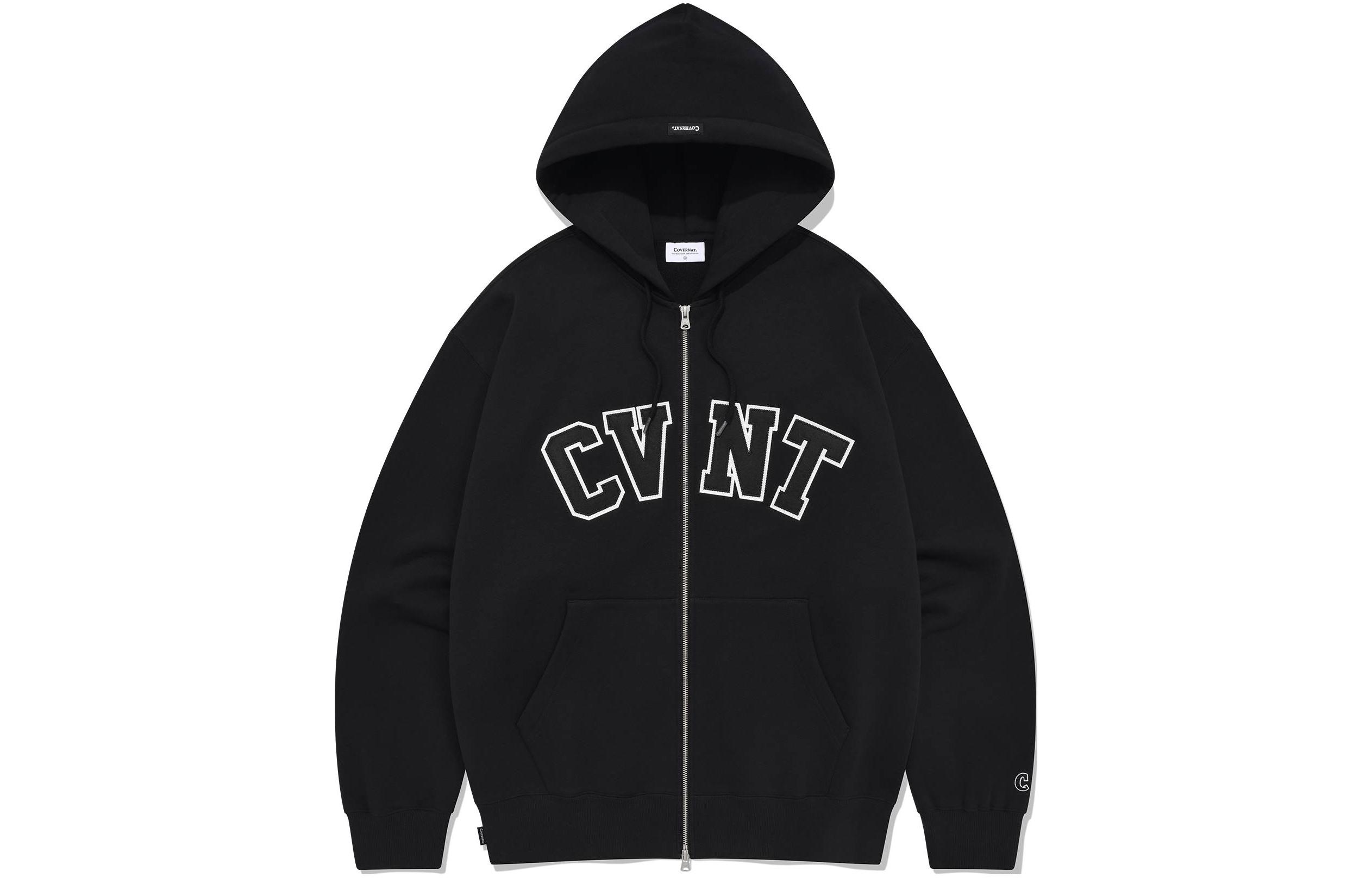 COVERNAT SS24 Logo Dual-Zip Hoodie Unisex BLACK CO2401HZ05BK