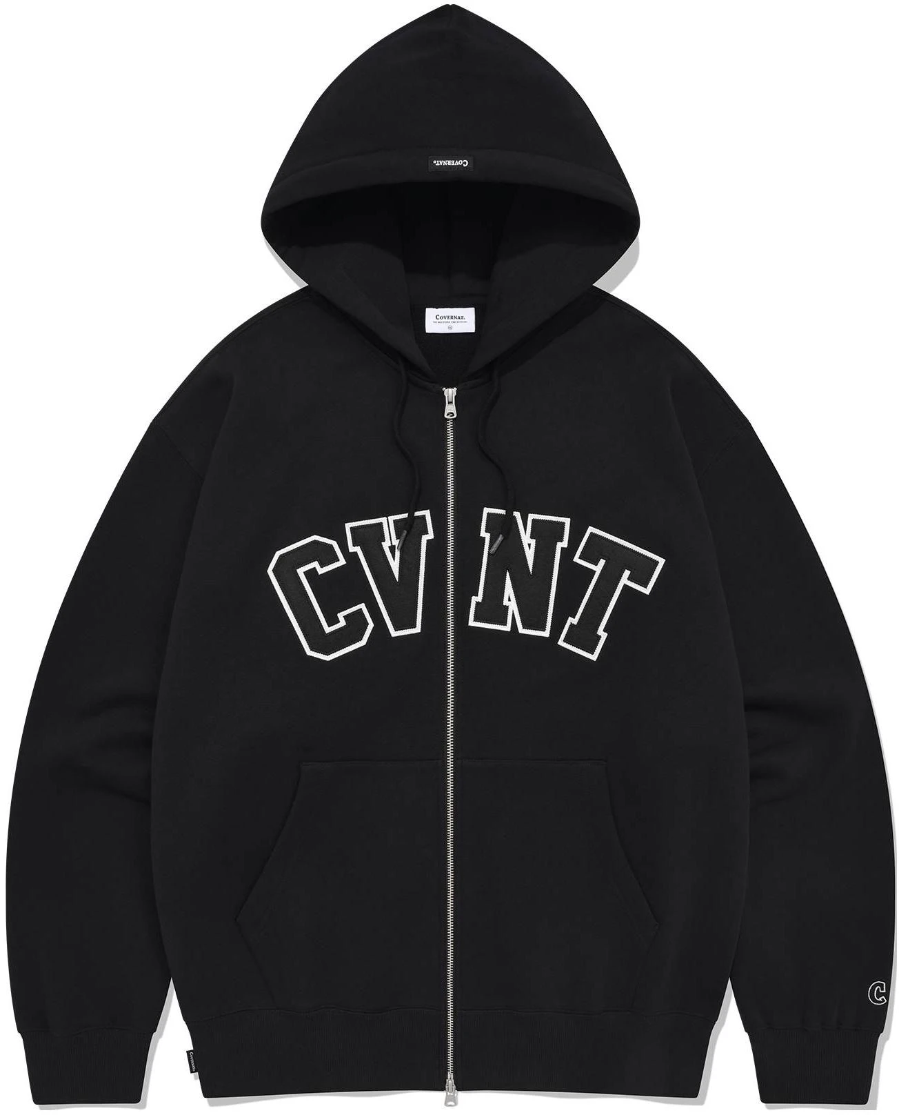 covernat-ss-24-logo-dual-zip-hoodie-unisex-black-co-2401-hz-05-bk