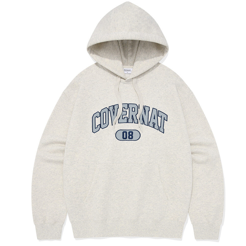COVERNAT SS24 Logo Hoodie Unisex Oatmeal Color Long Sleeve CO2401HD11OT