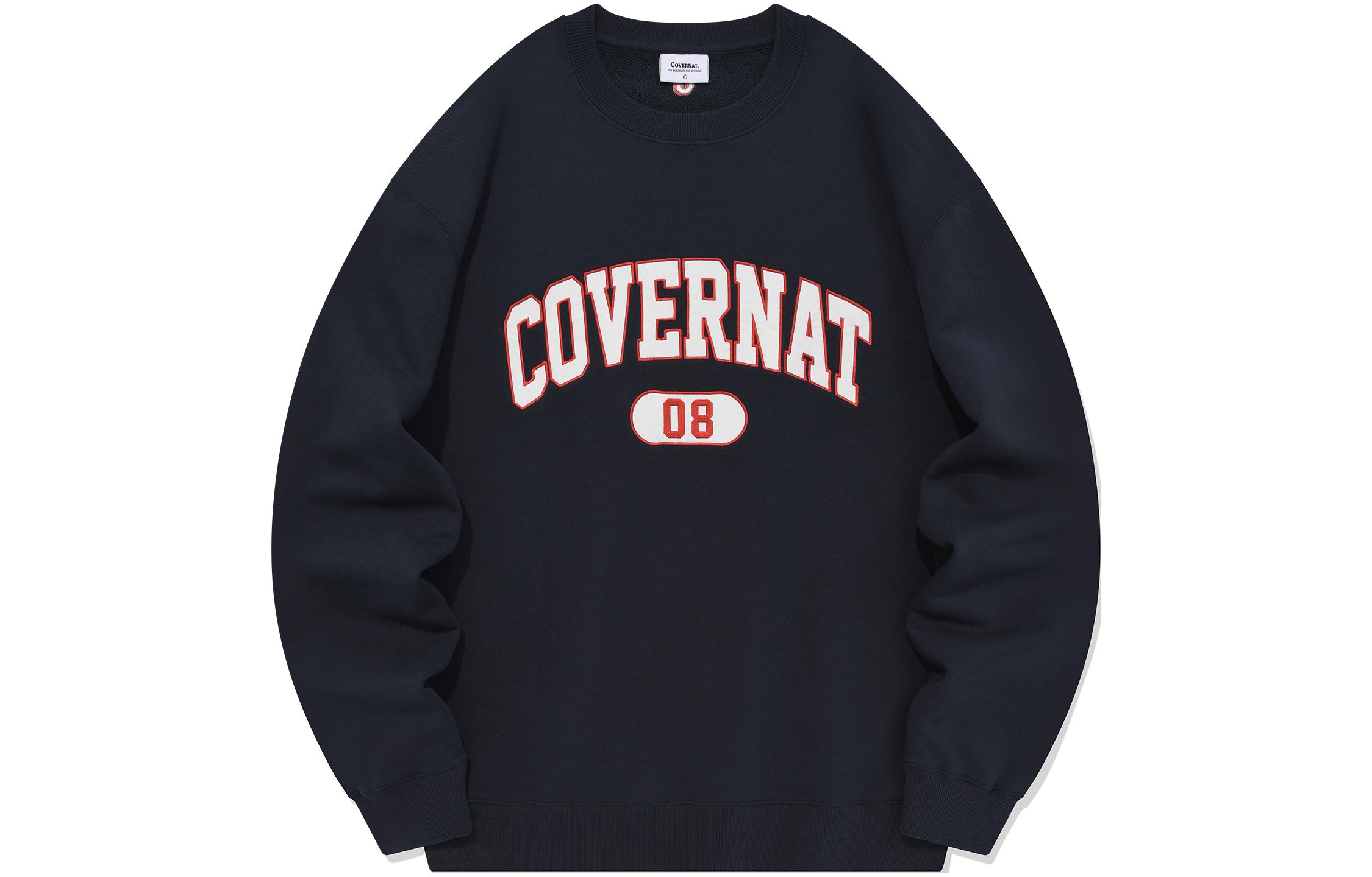 COVERNAT SS24 Navy Blue Letter Logo Oversized Crewneck Sweatshirt Unisex CO2401CR12NA