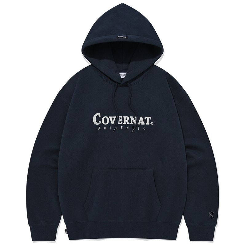 COVERNAT SS24 Navy Blue Logo Hoodie with Kangaroo Pocket Unisex. CO2401HD09NA