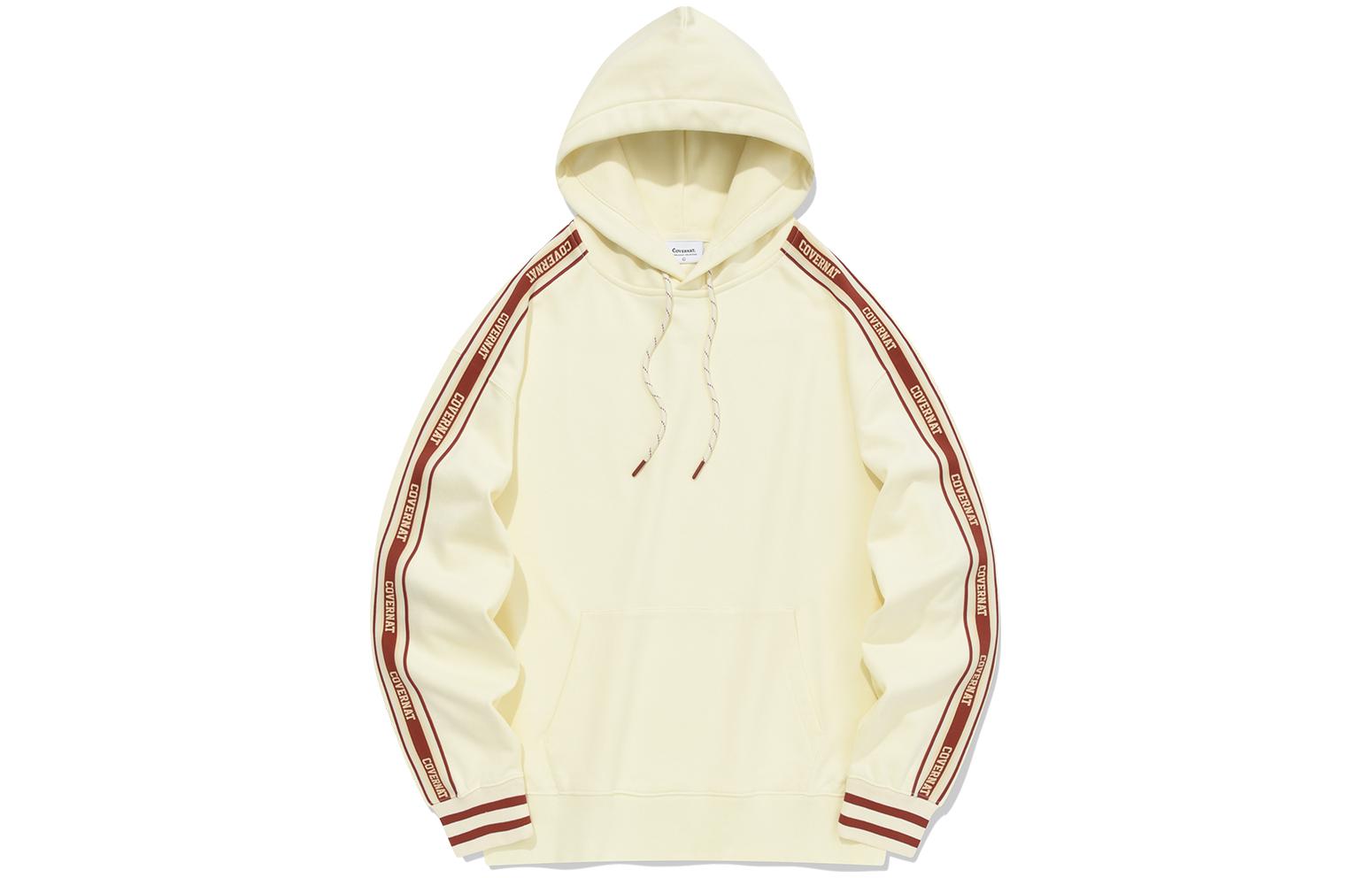 COVERNAT SS24 Retro Logo Hoodie Cream Oversized Pullover. CO2401HD06CM