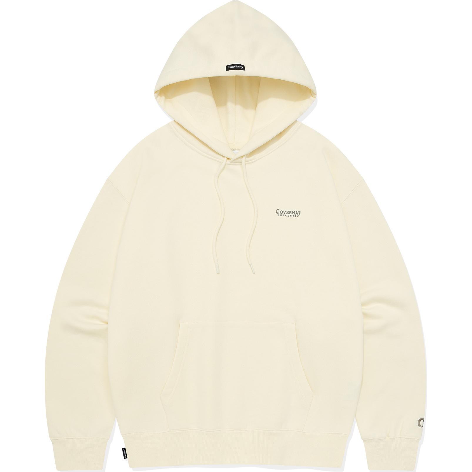 COVERNAT SS24 Unisex Beige Hoodie with Chest Logo. CO2401HD10EC