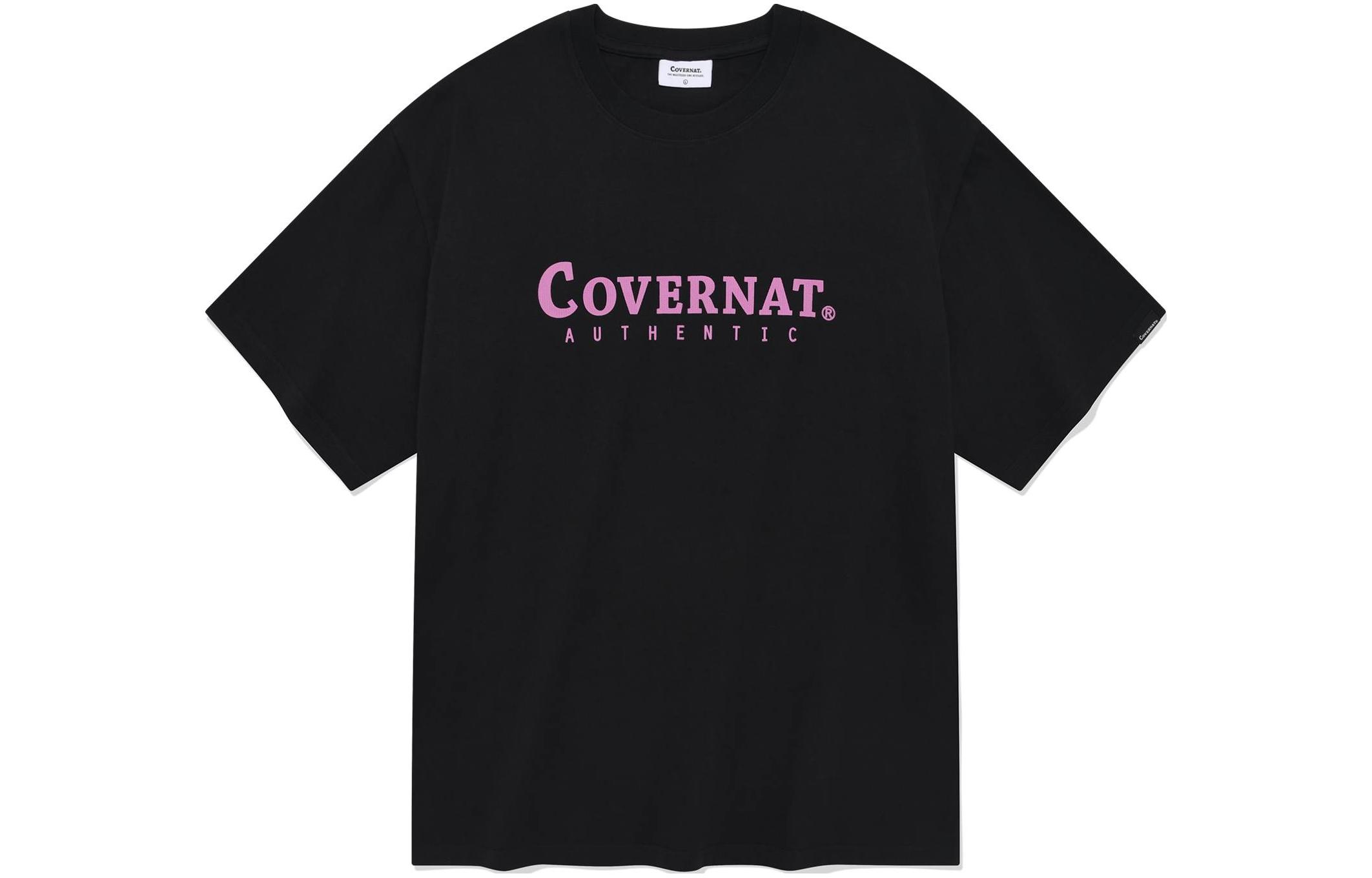 COVERNAT SS24 Unisex Black Crewneck Logo Short Sleeve T-Shirt CO2402ST02BK