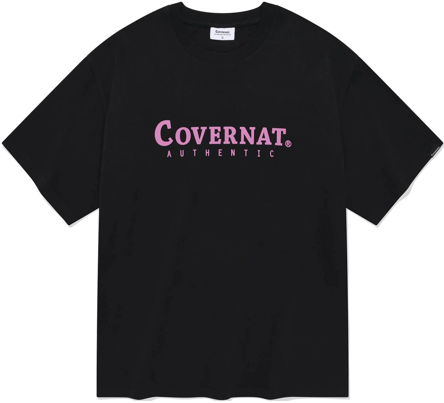 covernat-ss-24-unisex-black-crewneck-logo-short-sleeve-t-shirt-co-2402-st-02-bk