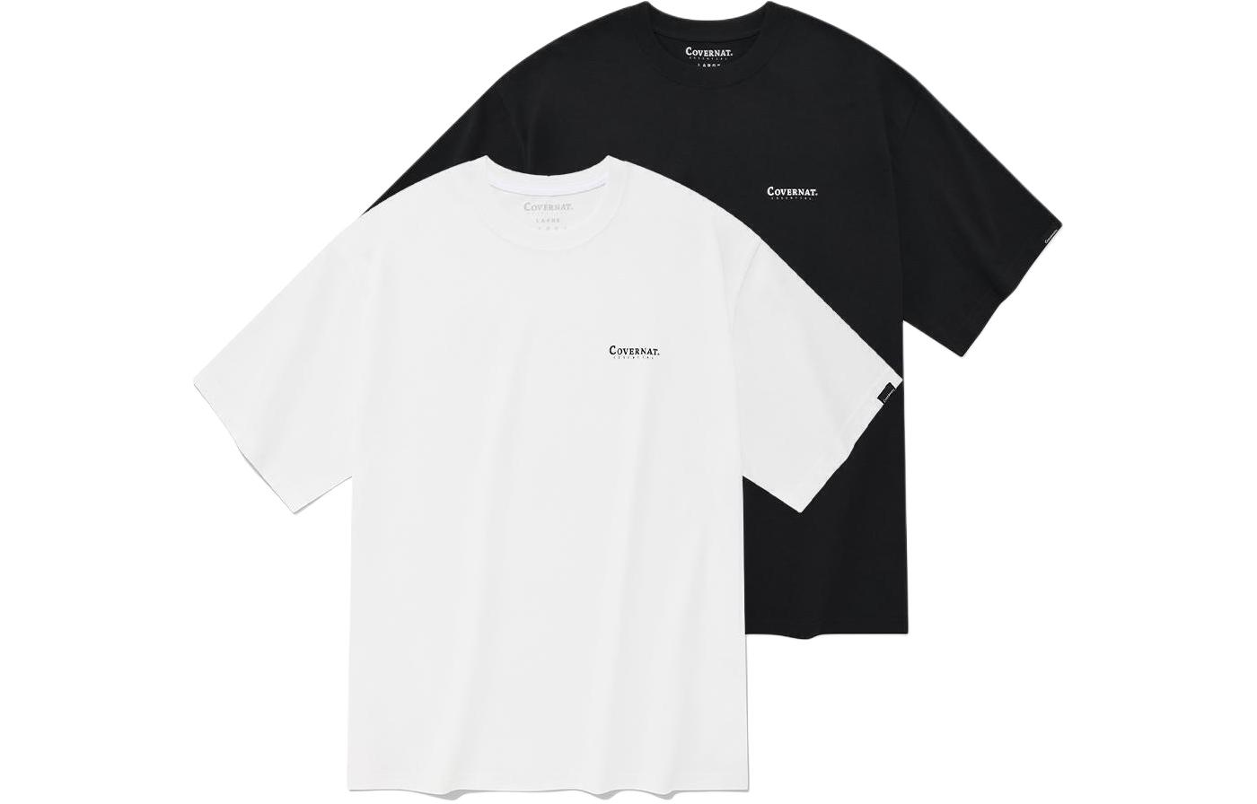 COVERNAT SS24 Washed Vintage Crewneck T-Shirts - Soft, Casual, 2-Pack CO2402STE1BK