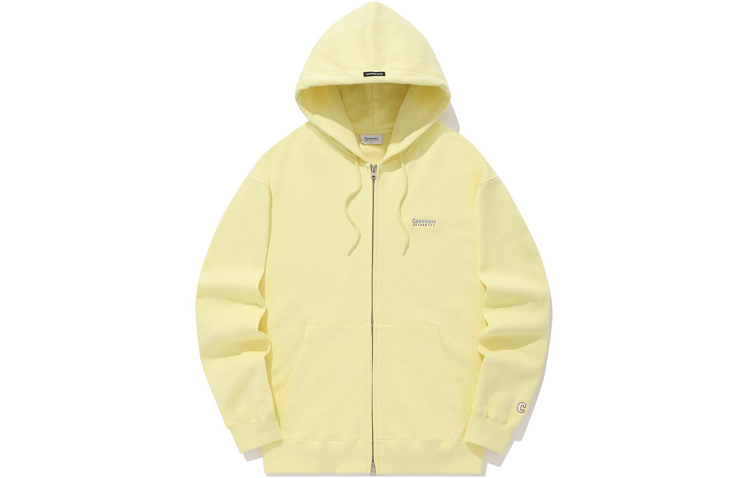 COVERNAT SS24 Yellow Embroidered Logo Zip-Up Hoodie CO2401HZ01YL