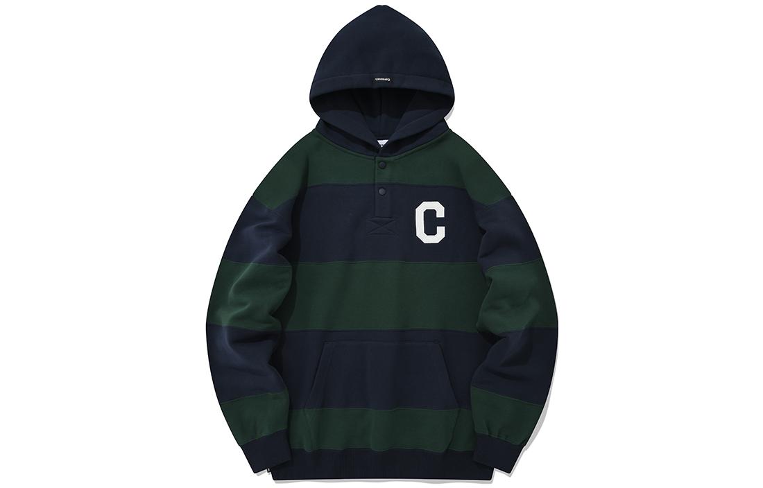 COVERNAT Striped Logo Print Green Hoodie Unisex CO2203HD10GN