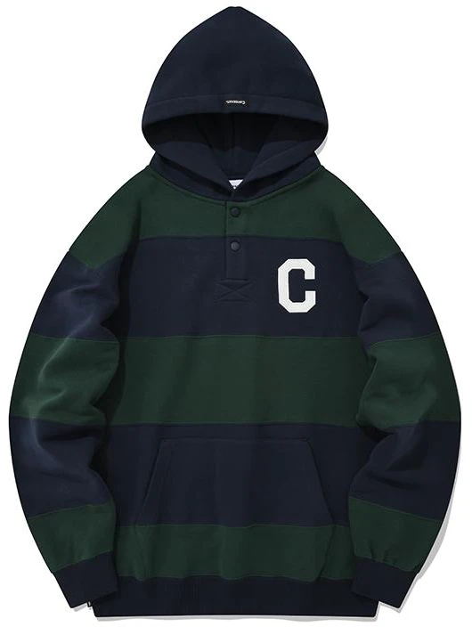 covernat-striped-logo-print-green-hoodie-unisex-co-2203-hd-10-gn