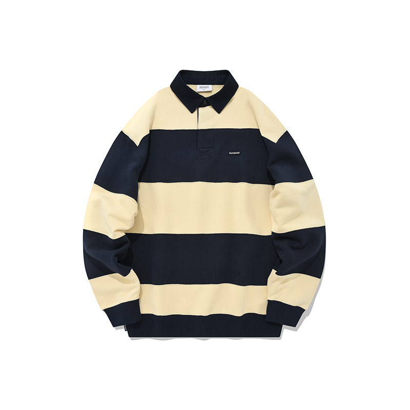 COVERNAT Striped Long Sleeve Pullover Sweatshirt Unisex Navy Blue CO2203CR09NA-COVERNAT