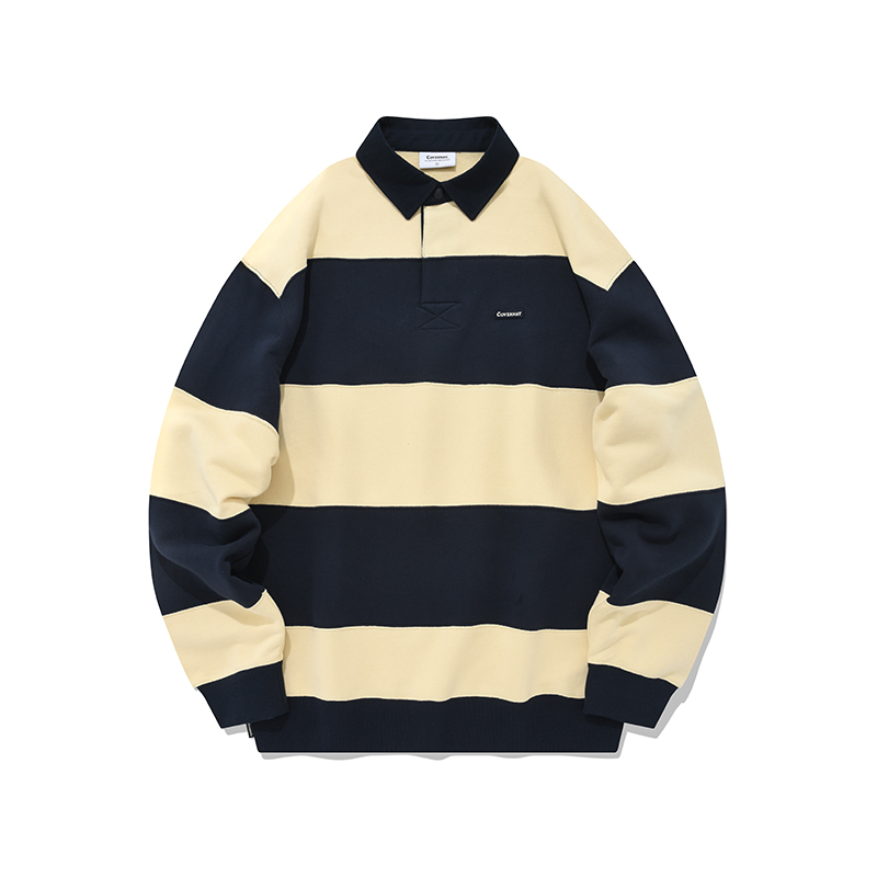 COVERNAT Striped Navy Blue Long Sleeve Pullover Sweatshirt Unisex CO2203CR09NA