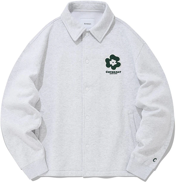 covernat-trefoil-snap-button-polo-jacket-unisex-in-light-gray-co-2203-jk-41-hg