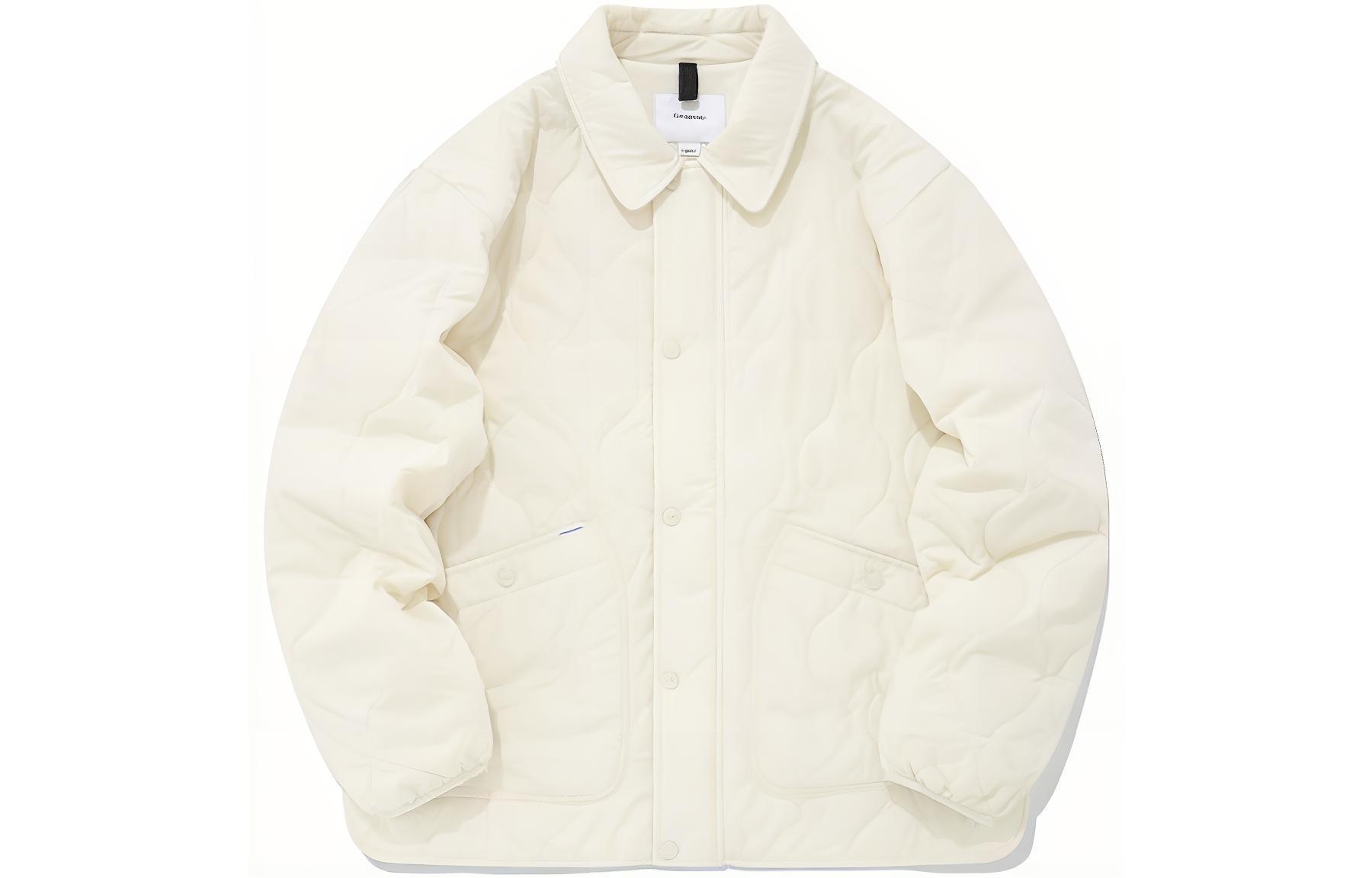 COVERNAT Unisex Ivory Zip-Up Collar Jacket - Solid Color Comfort CO2203JK21IV