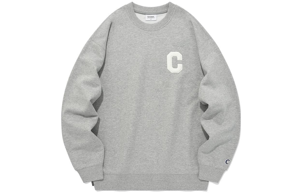 COVERNAT Unisex Letter Logo Crewneck Long Sleeve Sweatshirt Grey CO2303CR01MG
