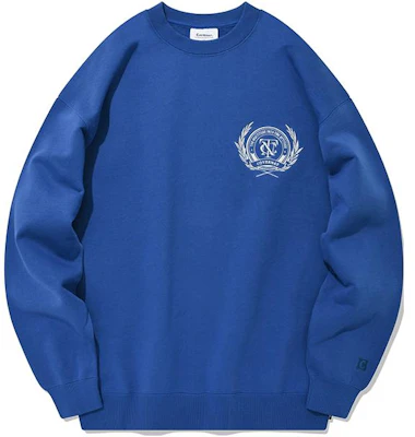COVERNAT Unisex Loose Fit Badge Crewneck Pullover Sweatshirt Biru CO2201CR05BL Buy COVERNAT Unisex Loose Fit Badge Crewneck Pullover Sweatshirt Biru CO2201CR05BL