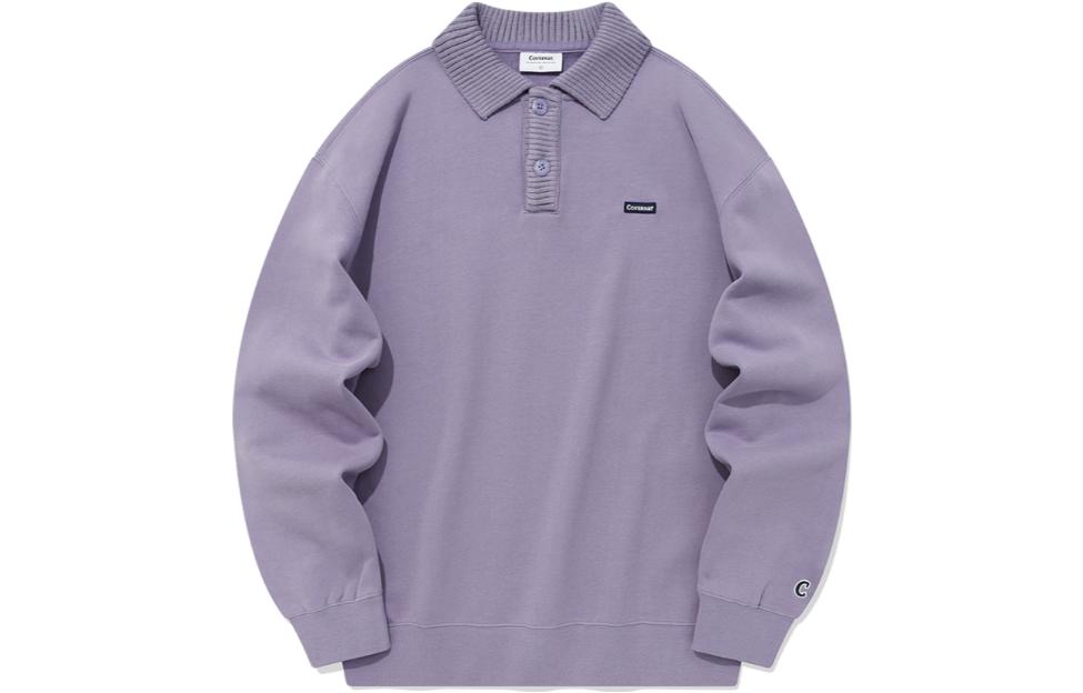 COVERNAT Unisex Purple Solid Color Drop Shoulder Long Sleeve Sweatshirt CO2303CR12LV
