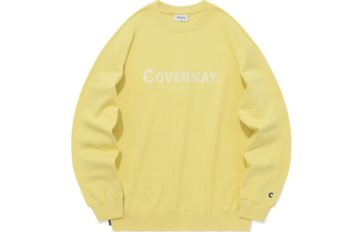 COVERNAT Yellow Oversized Crewneck Sweatshirt with Letter Print (). CO2303CR02YL