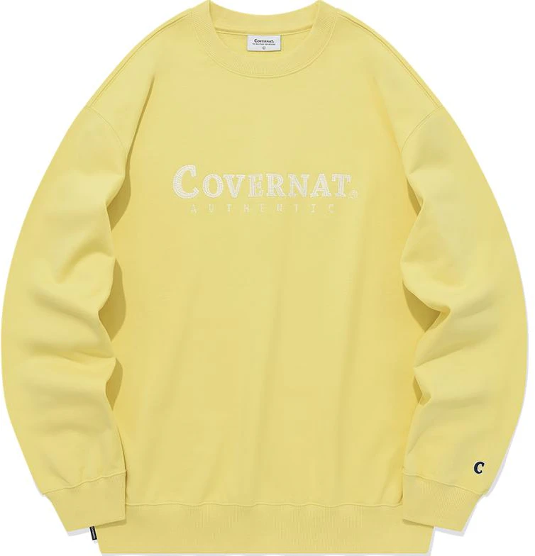 covernat-yellow-oversized-crewneck-sweatshirt-with-letter-print-co-2303-cr-02-yl