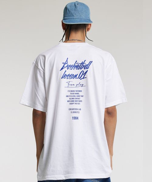 Shop 奶油汽水LAB 15分钟团队游戏图案标志白蓝色T恤 CFZK10S038