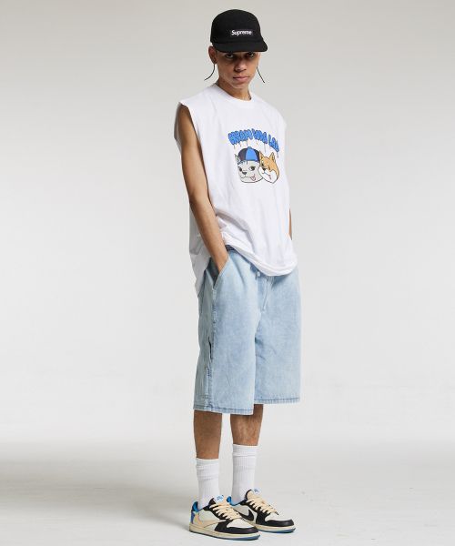 Purchase CREAM SODA LAB Bermuda Carpenter Elastic Denim Shorts Light Blue CFZZ81S002