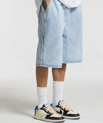 CREAM SODA LAB Bermuda Carpenter Elastic Denim Shorts Light Blue CFZZ81S002 Details for CREAM SODA LAB Bermuda Carpenter Elastic Denim Shorts Light Blue CFZZ81S002