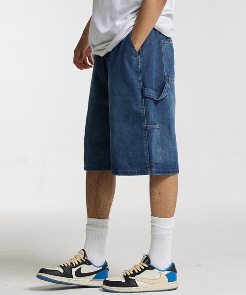 Lookbook 奶油苏打LAB百慕大工装短裤深蓝色牛仔裤 CFZZ81S001