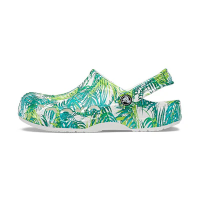Crocs 4 Printing Outdoor Flat Heel Beach Sports White Green Sandals 'White Green'